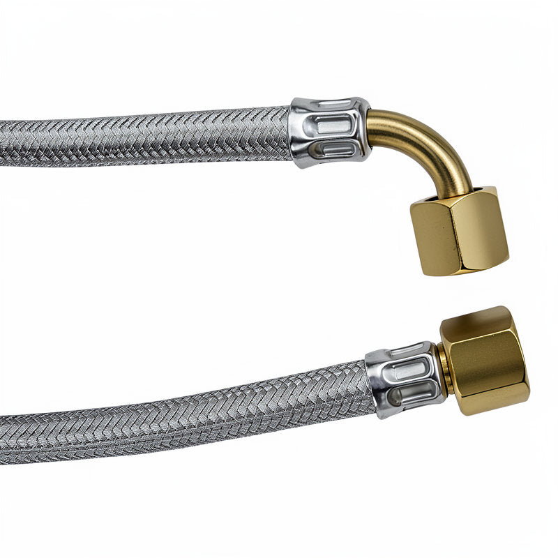 BRAIDED HOSE 1.5M 3/4F STRAIGHT X 3/4F ELBOW - FLAT