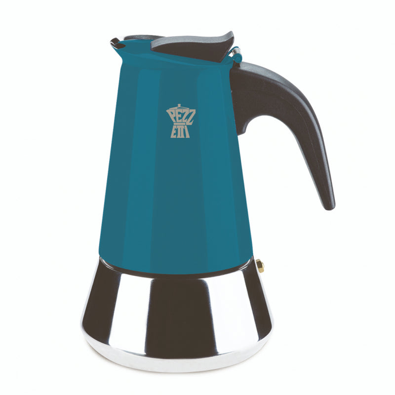 PEZZETTI STEELEXPRESS MOKA POT - 4 CUP TEAL BLUE