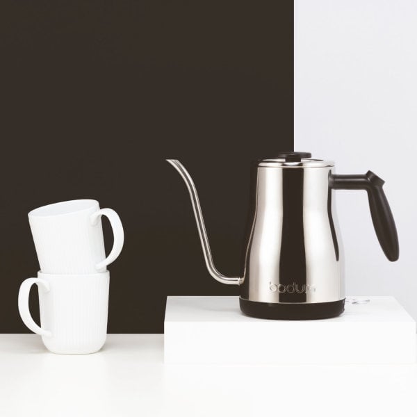BODUM BISTRO ELECTRIC GOOSENECK WATER KETTLE - SILVER S/S 1L, 34OZ