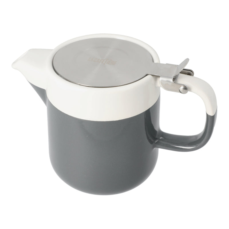 LA CAFETIERE BARCELONA COOL GREY CERAMIC 420ML TWO CUP TEAPOT, GIFT BOXED