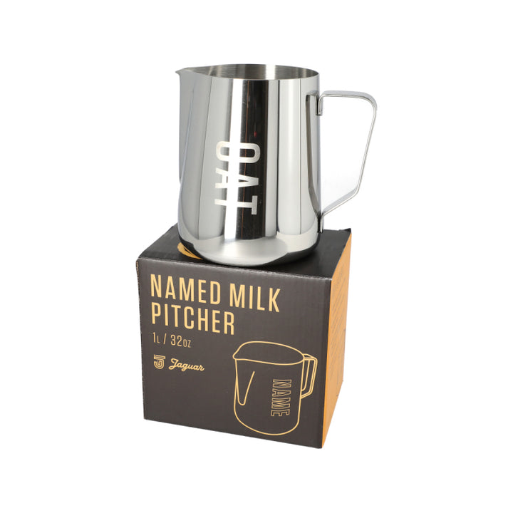 JAGUAR NAMED MILK FOAMING JUG WITH ETCHED VOLUME MEASURES - 1 LITRE &