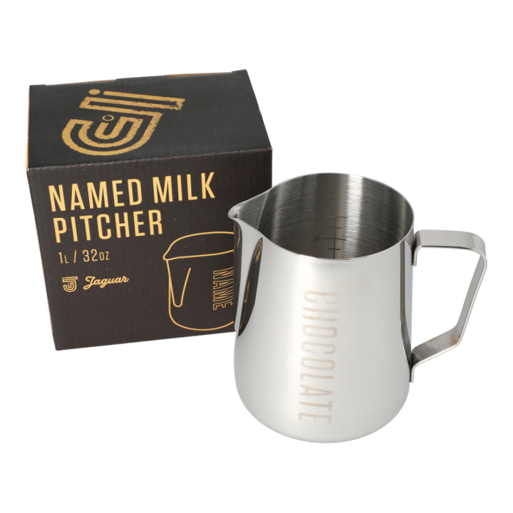 JAGUAR NAMED MILK FOAMING JUG WITH ETCHED VOLUME MEASURES - 0.6 LITRE &