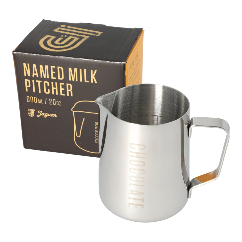 JAGUAR NAMED MILK FOAMING JUG WITH ETCHED VOLUME MEASURES - 1 LITRE &
