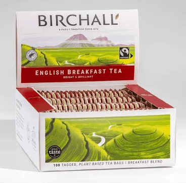 Birchall English Breakfast Tea - 250 Enveloped Plant - Based Tea Bags - Choose Coffee