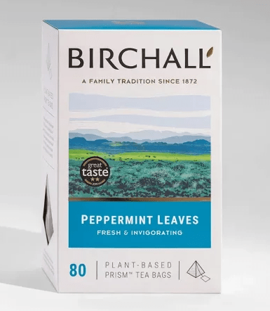 Birchall Peppermint Leaves - 200 Enveloped Plant - Based Prism Tea Bags - Choose Coffee