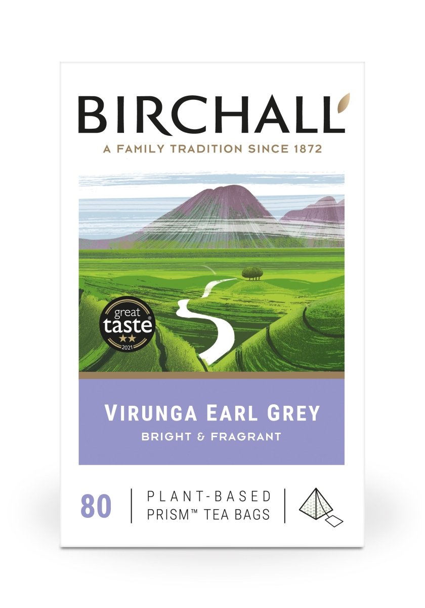 Birchall Virunga Earl Grey - 200 Enveloped Plant - Based Prism Tea Bags - Choose Coffee