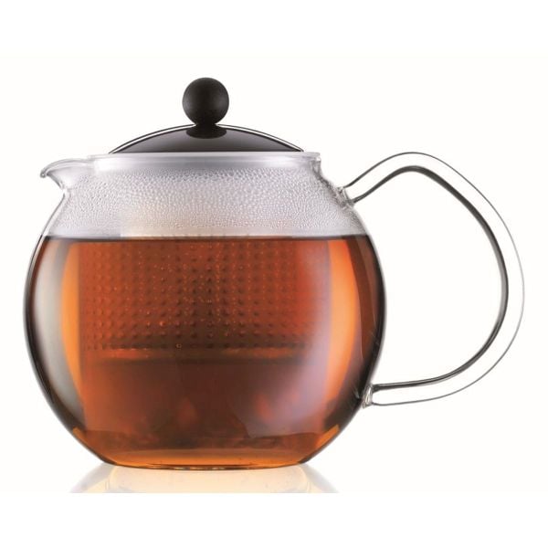 BODUM ASSAM TEA PRESS WITH GLASS HANDLE & PLASTIC INFUSER, 0.5L, 17OZ - BLACK - Choose Coffee