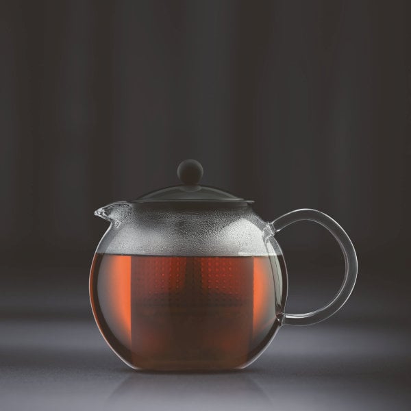 BODUM ASSAM TEA PRESS WITH GLASS HANDLE & PLASTIC INFUSER, 0.5L, 17OZ - BLACK - Choose Coffee