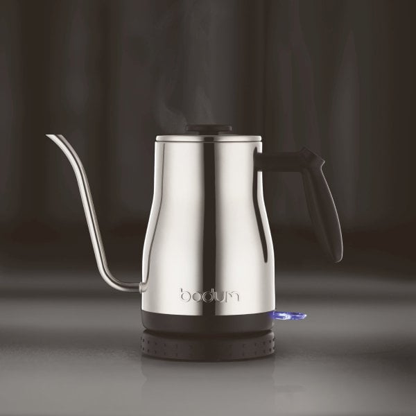 BODUM BISTRO ELECTRIC GOOSENECK WATER KETTLE - SILVER S/S 1L, 34OZ - Choose Coffee