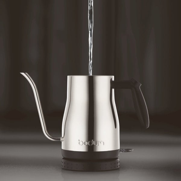 BODUM BISTRO ELECTRIC GOOSENECK WATER KETTLE - SILVER S/S 1L, 34OZ - Choose Coffee
