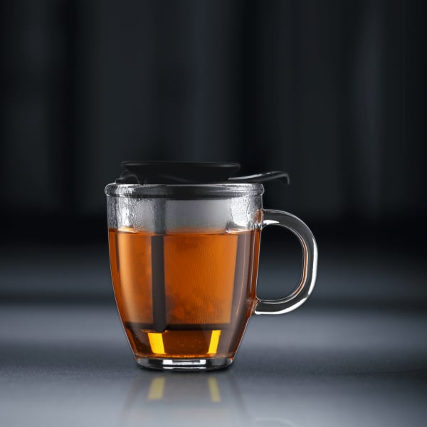 BODUM YO - YO SET MUG AND TEA STRAINER, 0.35 L, 12 OZ - BLACK - Choose Coffee