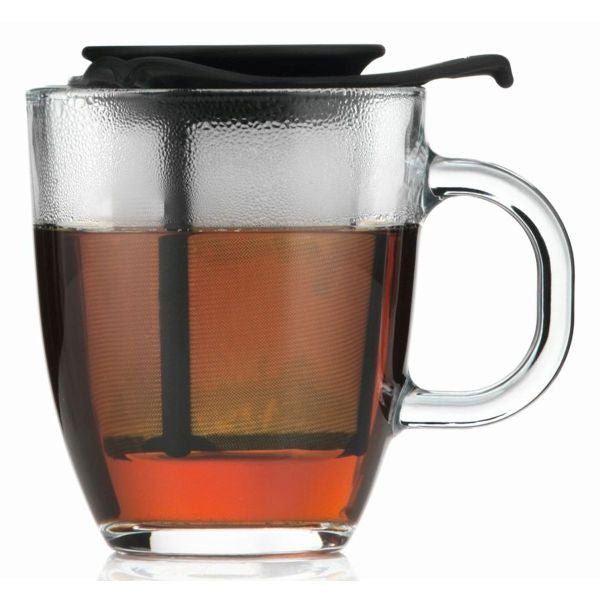 BODUM YO - YO SET MUG AND TEA STRAINER, 0.35 L, 12 OZ - BLACK - Choose Coffee