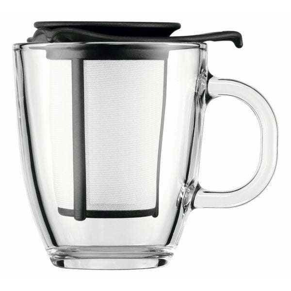 BODUM YO - YO SET MUG AND TEA STRAINER, 0.35 L, 12 OZ - BLACK - Choose Coffee