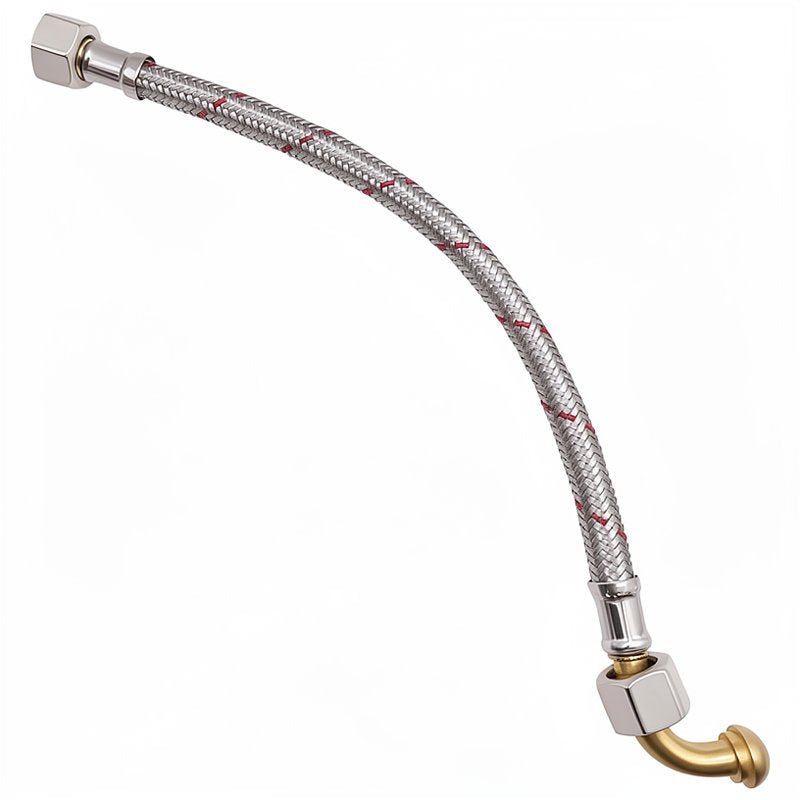 BRAIDED HOSE 0.3M 3/8F STRAIGHT X 3/8F ELBOW - CONICAL - Choose Coffee