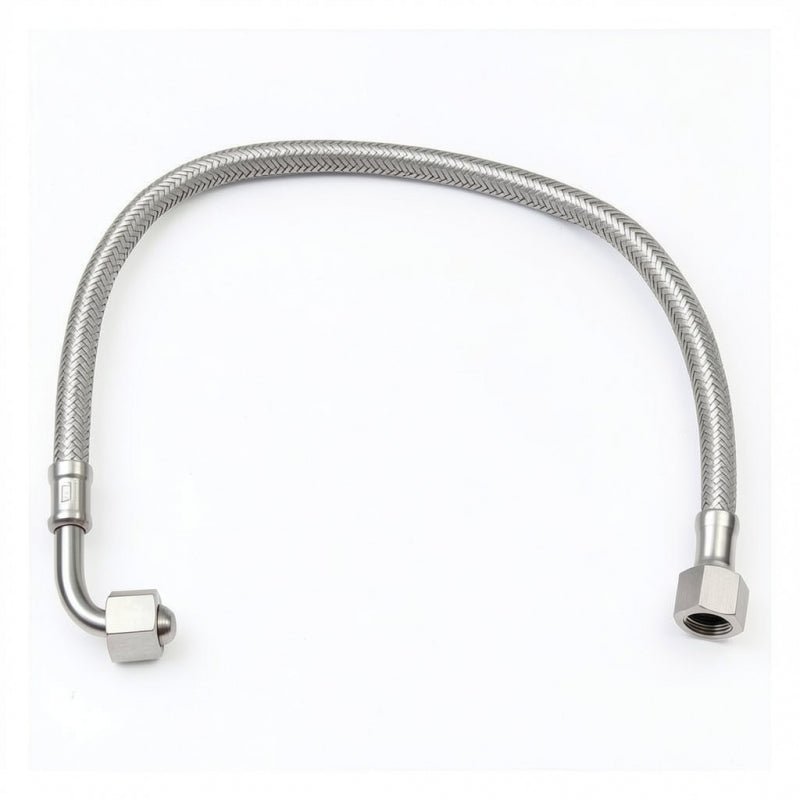 BRAIDED HOSE 0.44M 1/4 STRAIGHT X 1/4 ELBOW - CONICAL - Choose Coffee
