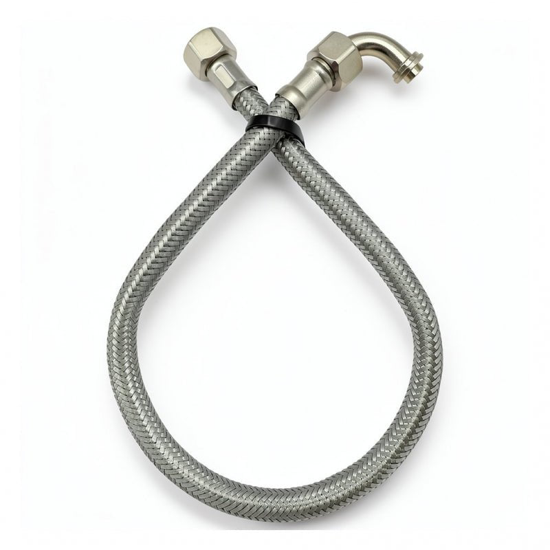 BRAIDED HOSE 0.5M 3/8 STRAIGHT X 3/8 ELBOW - FLAT - Choose Coffee