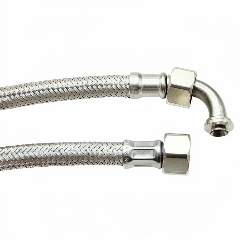 BRAIDED HOSE 1.5M 3/8 STRAIGHT X 3/8 ELBOW - FLAT - Choose Coffee