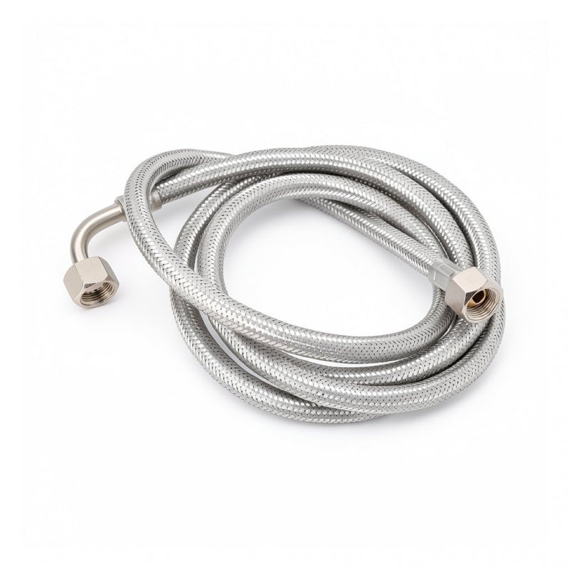 BRAIDED HOSE 2M 3/8 STRAIGHT X 3/8 ELBOW - CONICAL - Choose Coffee