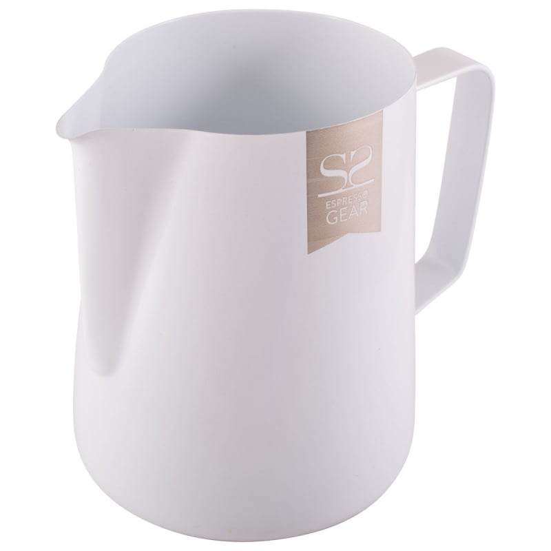 ESPRESSO GEAR TEFLON COATED FOAMING JUG - 0.60L WHITE - Choose Coffee