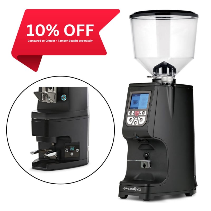EUREKA ATOM SPECIALTY 65 GRINDER WITH ATOM AUTO TAMPER - BLACK - Choose Coffee