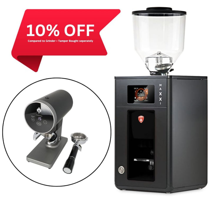 EUREKA MAXXI GRINDER WITH DISKO AUTO TAMPER - BLACK - Choose Coffee
