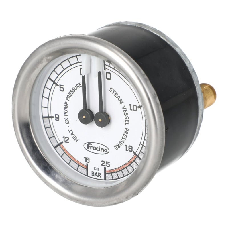 FRACINO WHITE DUAL PRESSURE GAUGE 60MM METAL CASE - Choose Coffee