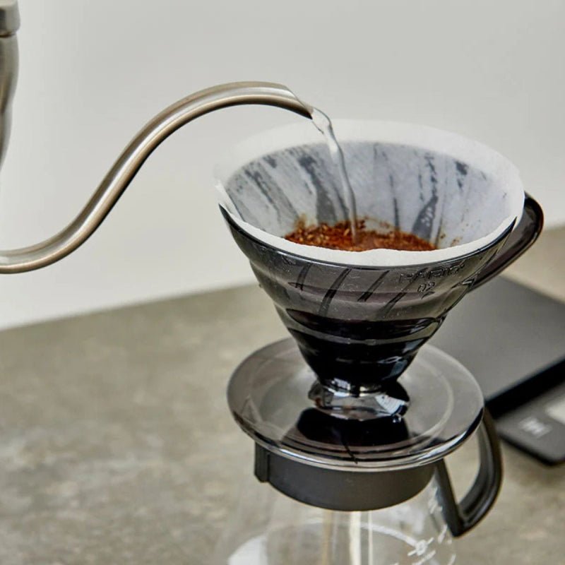 HARIO COFFEE DRIPPER V60 02 WITH FILTERS &amp; SCOOP - BLACK PLASTIC - Choose Coffee