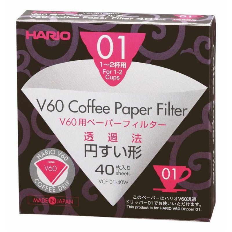 HARIO V60 PAPER FILTER 01 DRIPPER 40 SHEETS - BLEACHED - Choose Coffee