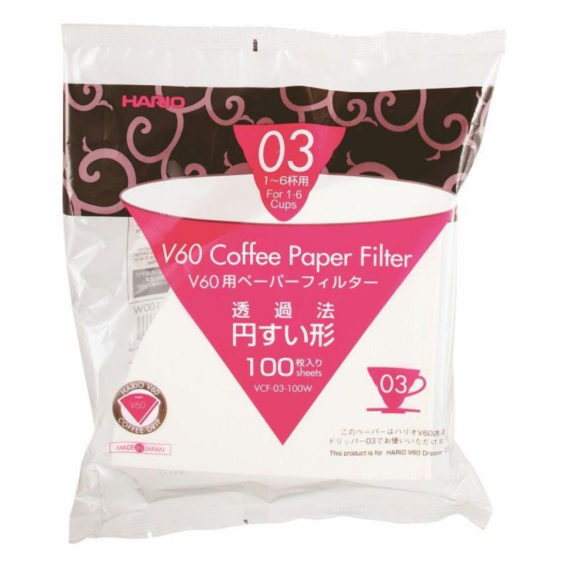 HARIO V60 PAPER FILTER 03 DRIPPER 100 SHEETS - BLEACHED - Choose Coffee