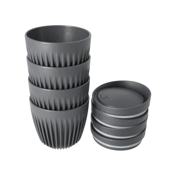 HUSKEE CUP &amp; LID CHARCOAL - 6OZ/18CL (4 PACK) - Choose Coffee