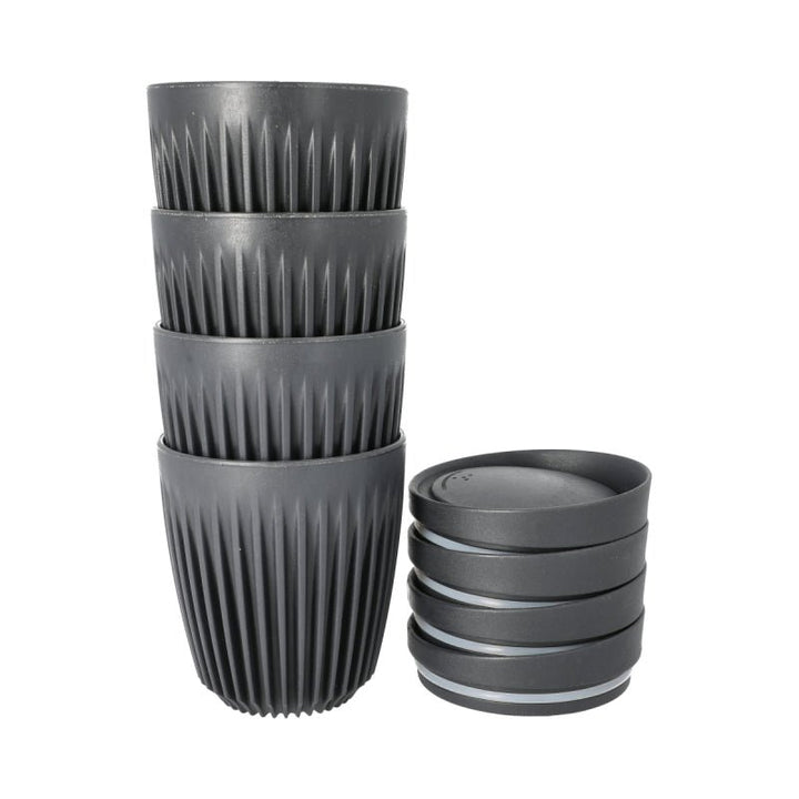 HUSKEE CUP &amp; LID CHARCOAL - 8OZ/24CL (4 PACK) - Choose Coffee