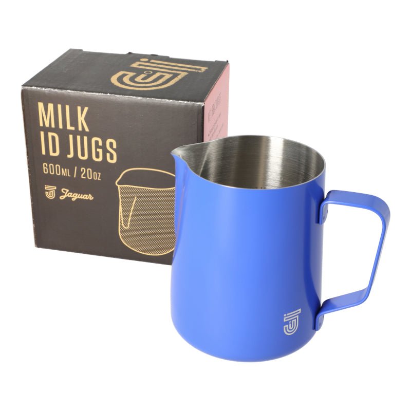 JAGUAR MILK ID S/S INTERIOR MILK FOAMING JUG - 0.6 LITRE BLUE - Choose Coffee