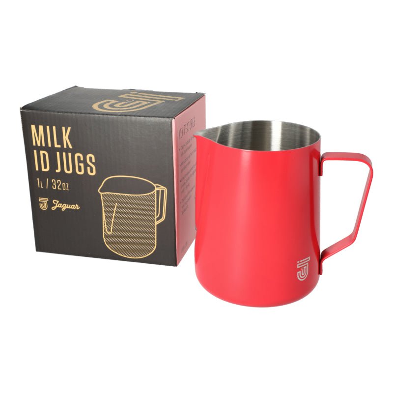 JAGUAR MILK ID S/S INTERIOR MILK FOAMING JUG - 1 LITRE RED - Choose Coffee