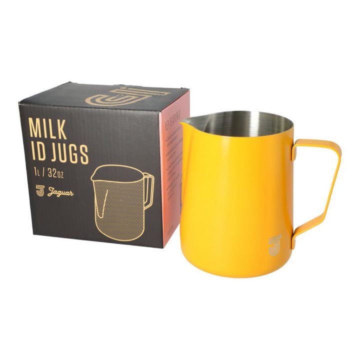 JAGUAR MILK ID S/S INTERIOR MILK FOAMING JUG - 1 LITRE YELLOW - Choose Coffee
