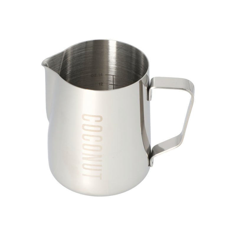 JAGUAR NAMED MILK FOAMING JUG WITH ETCHED VOLUME MEASURES - 0.6 LITRE 'COCONUT' - Choose Coffee
