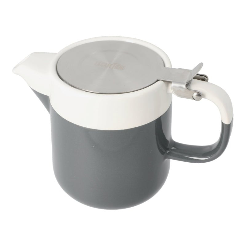 LA CAFETIERE BARCELONA COOL GREY CERAMIC 420ML TWO CUP TEAPOT, GIFT BOXED - Choose Coffee