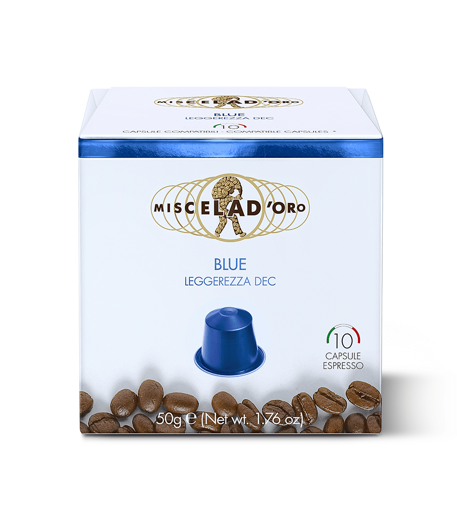 Miscela d’Oro Blue – Decaf – 100 x 5g ( Nespresso) 10x10 Case - Choose Coffee