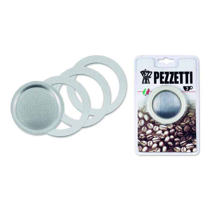 PEZZETTI ITALEXPRESS ALUMINIUM - 3 CUP FILTER AND SEALS KIT - Choose Coffee