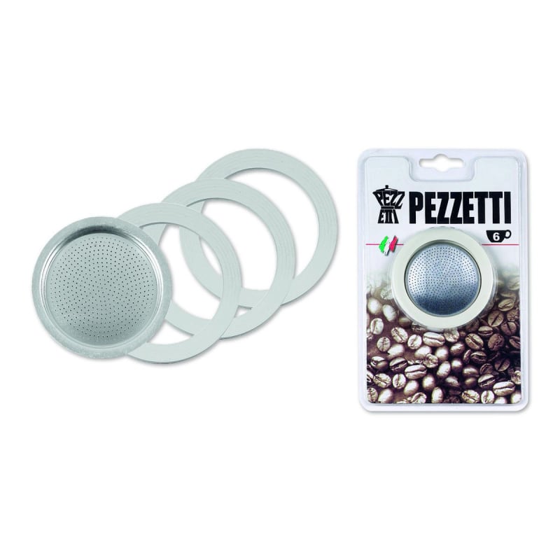 PEZZETTI ITALEXPRESS ALUMINIUM - 6 CUP FILTER AND SEALS KIT - Choose Coffee