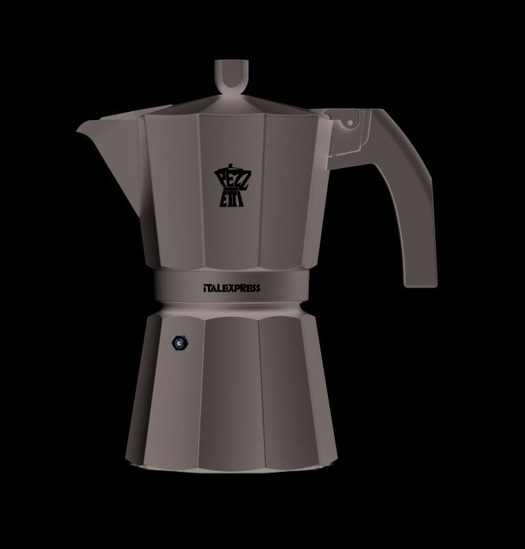 PEZZETTI ITALEXPRESS ALUMINIUM MOKA POT - 6 CUP COAL BLACK - Choose Coffee