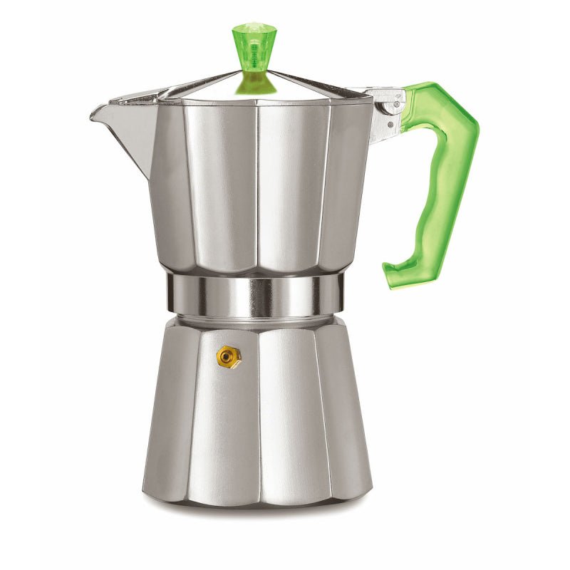 PEZZETTI ITALEXPRESS ALUMINIUM MOKA POT - 6 CUP GREEN POLYCARBONATE HANDLE - Choose Coffee