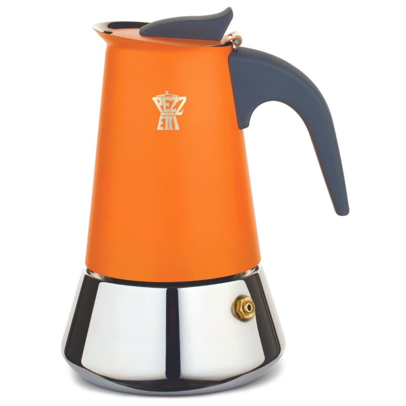 PEZZETTI STEELEXPRESS MOKA POT - 6 CUP ORANGE FLAME - Choose Coffee
