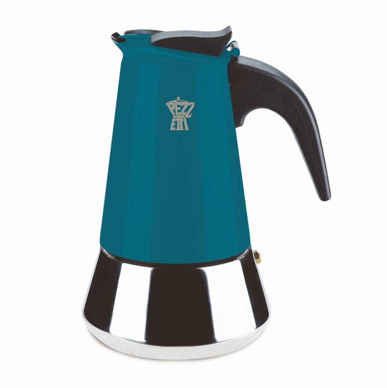 PEZZETTI STEELEXPRESS MOKA POT - 6 CUP TEAL BLUE - Choose Coffee