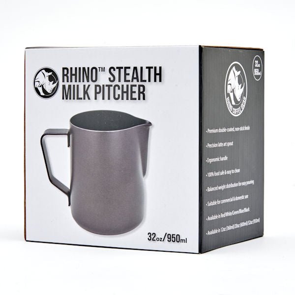 RHINO BLACK STEALTH MILK PITCHER 1000ML - Choose Coffee