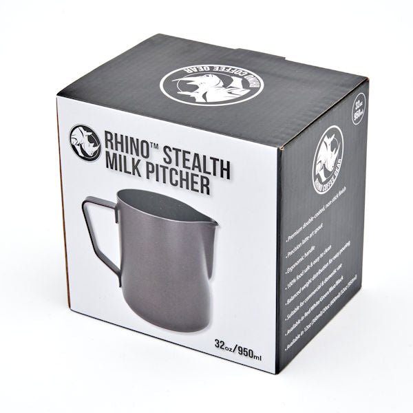 RHINO BLACK STEALTH MILK PITCHER 1000ML - Choose Coffee