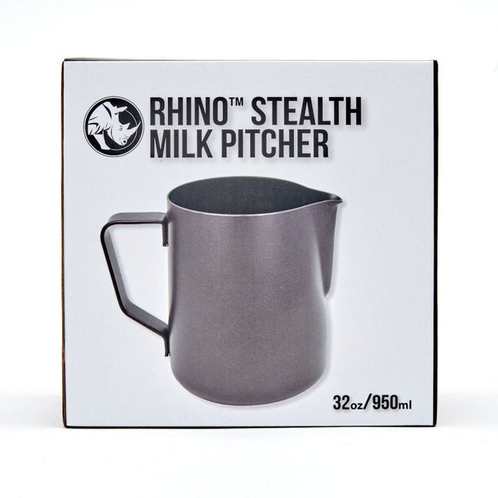RHINO BLACK STEALTH MILK PITCHER 1000ML - Choose Coffee