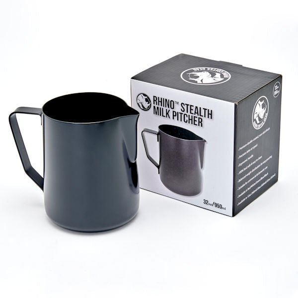 RHINO BLACK STEALTH MILK PITCHER 1000ML - Choose Coffee