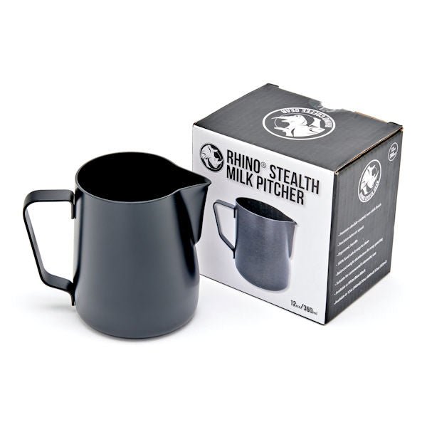 RHINO BLACK STEALTH MILK PITCHER 350ML - Choose Coffee