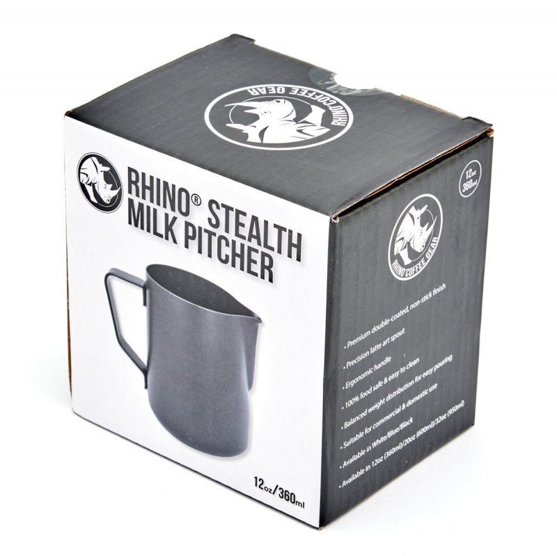RHINO BLACK STEALTH MILK PITCHER 350ML - Choose Coffee
