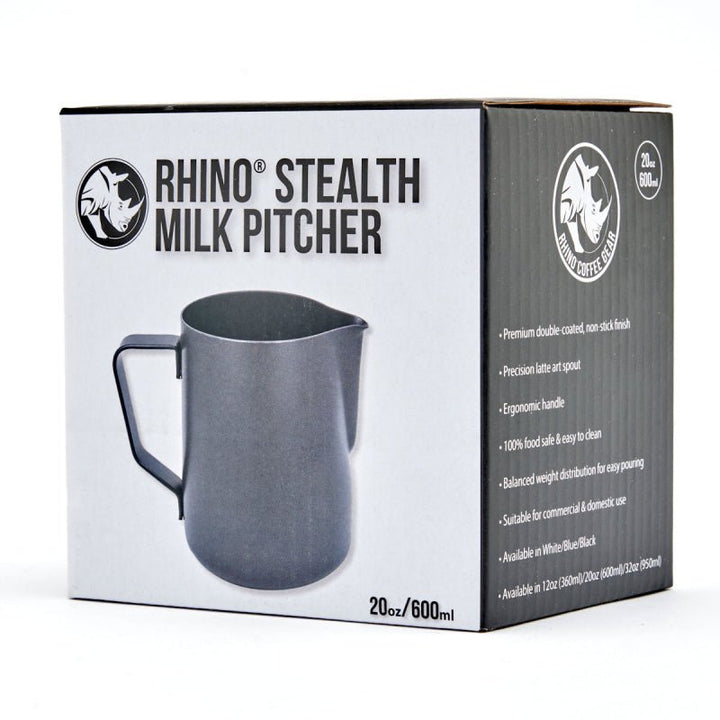 RHINO BLACK STEALTH MILK PITCHER 600ML - Choose Coffee
